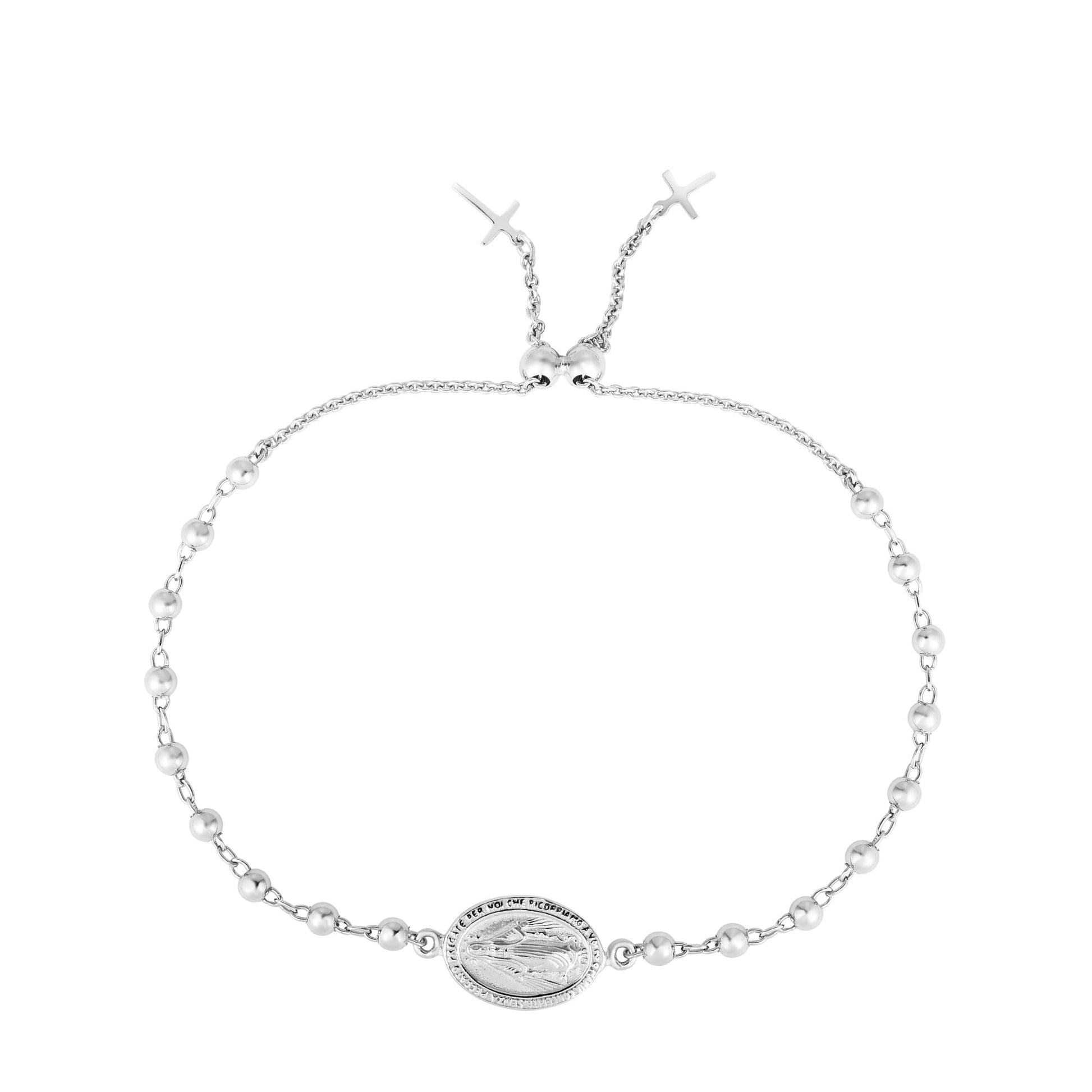 Royal Chain Sterling Silver Religious Medal Bead Friendship Bracelet AGBRC5079