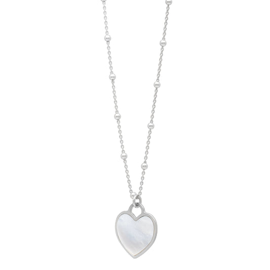 Royal Chain Silver & Mother of Pearl Heart Pendant AGC17208