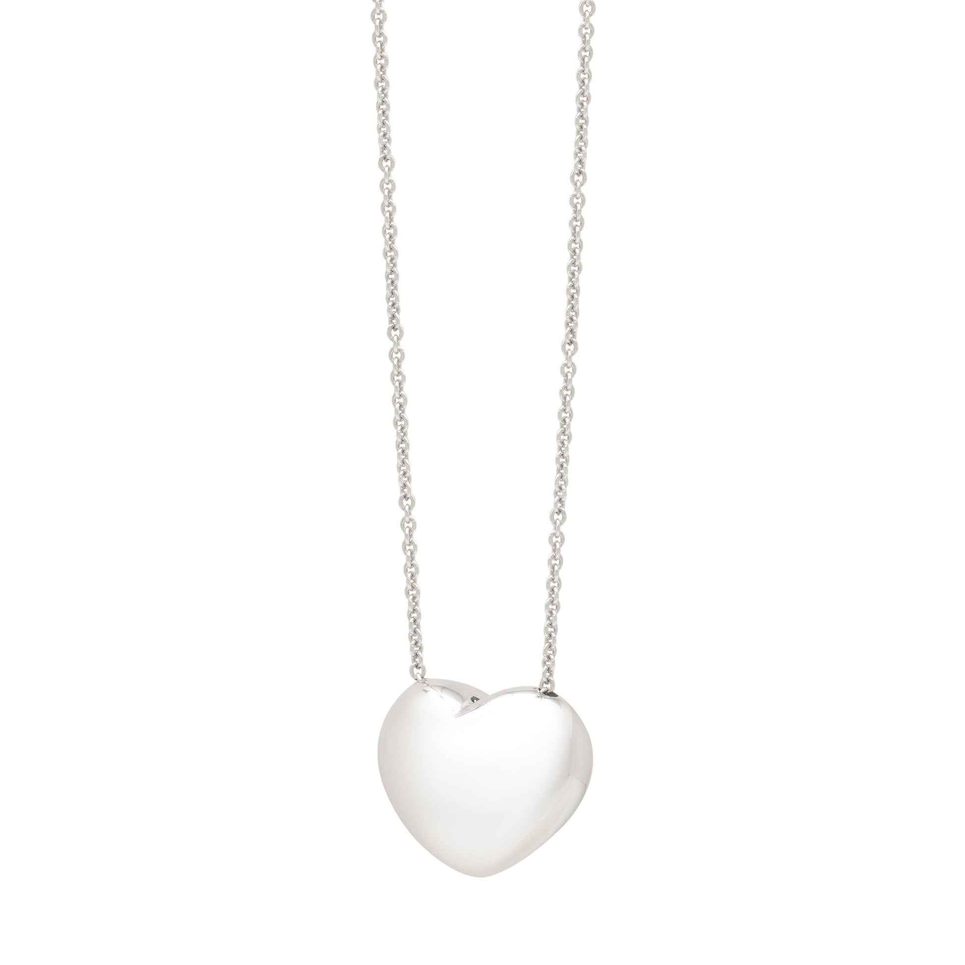 Royal Chain Silver Puffy Heart Necklace AGC17306
