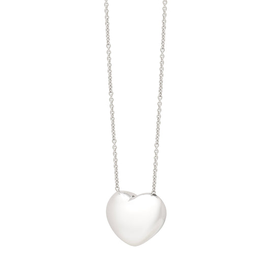 Royal Chain Silver Puffy Heart Necklace AGC17306