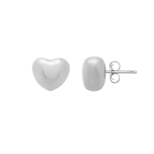 Royal Chain Silver Puffed Small Heart Stud Earrings AGE15966