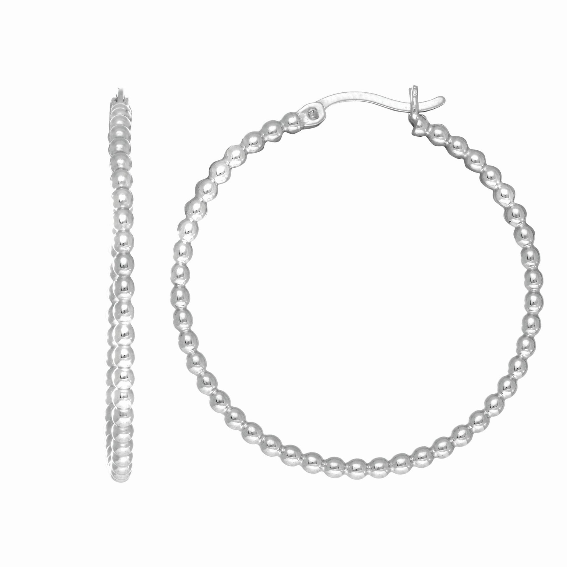 Royal Chain Silver Medium Bead Hoop Earring AGE1781