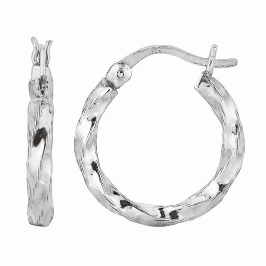 Royal Chain Silver Small Puff Twist Hoop Earring AGE527