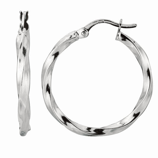 Royal Chain Silver Small Puff Twist Hoop Earring AGE527