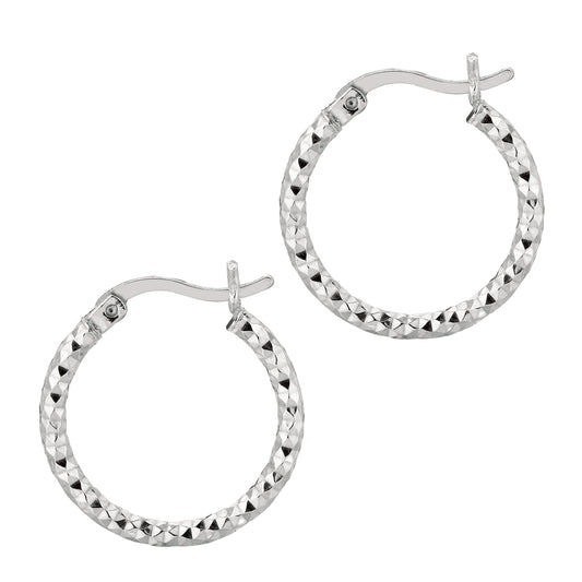 Royal Chain Silver 2x15MM Diamond Cut Earring AGE555
