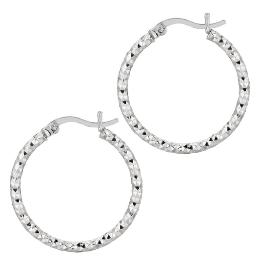 Royal Chain Silver 2x15MM Diamond Cut Earring AGE555