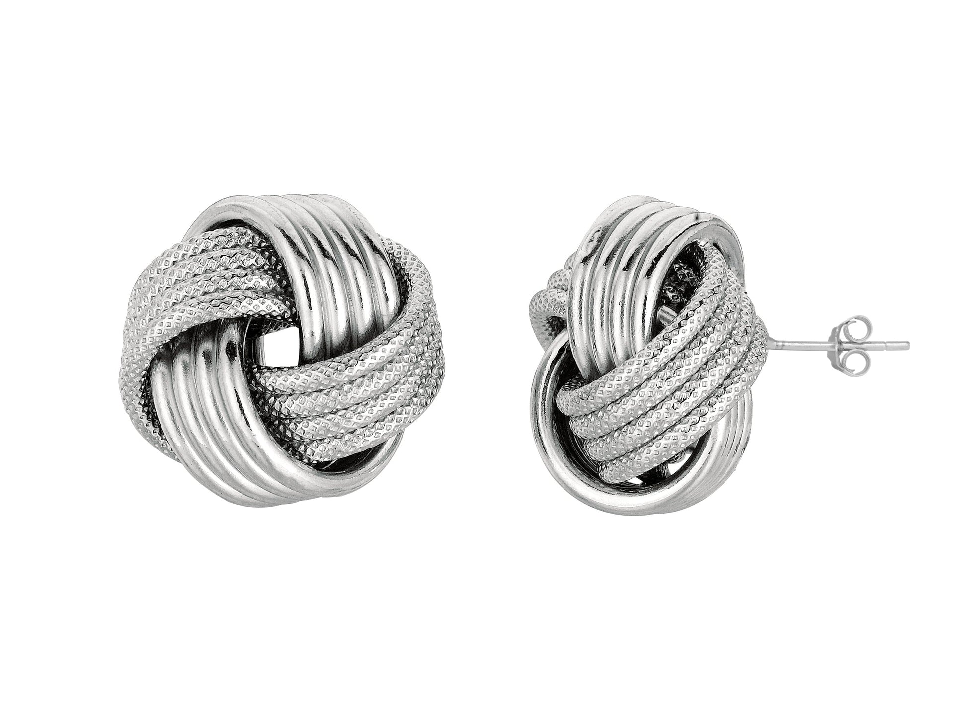 Royal Chain Silver Mini Textured & Polished Love Knot Earring AGE791