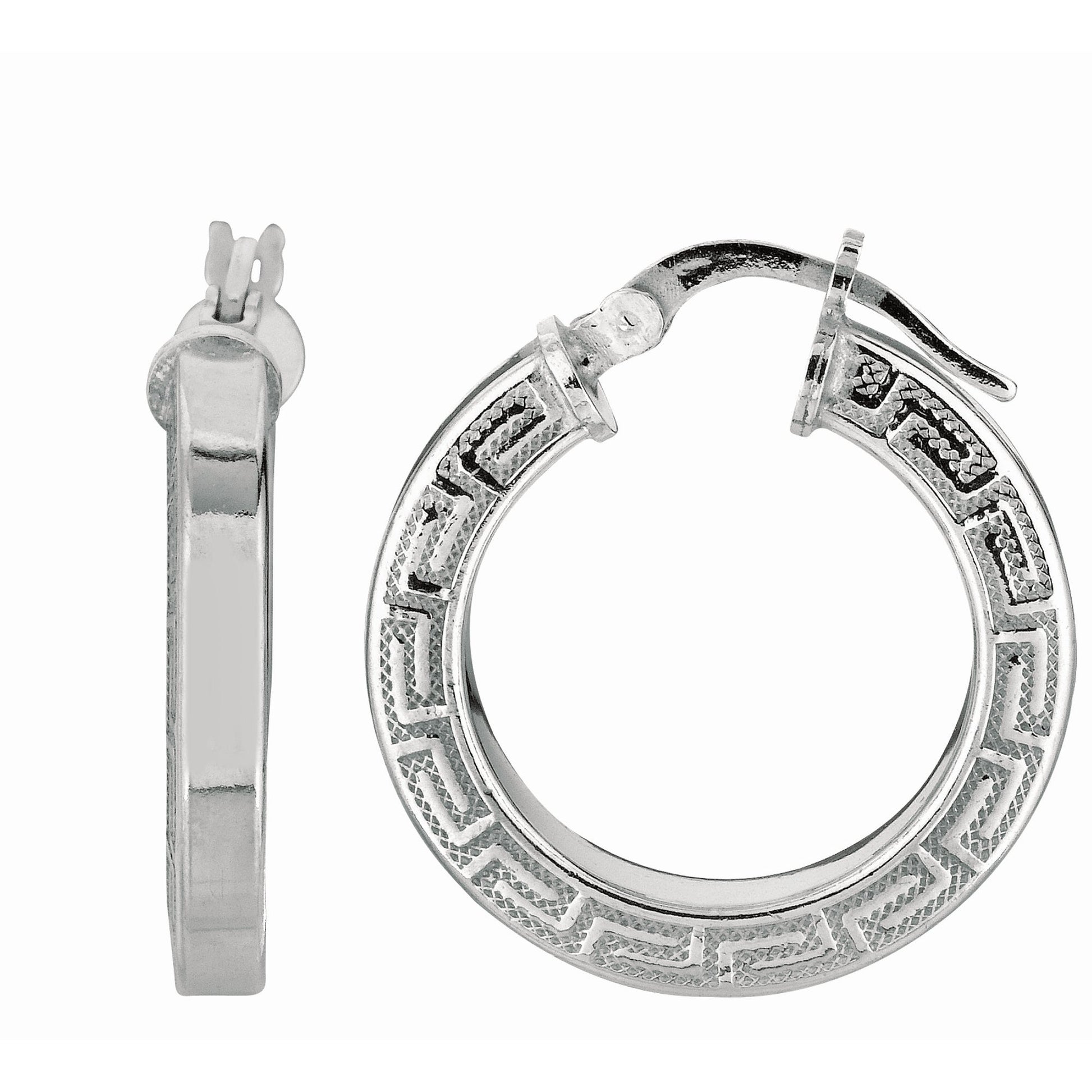 Royal Chain Silver Greek Key Hoop Earring AGE923