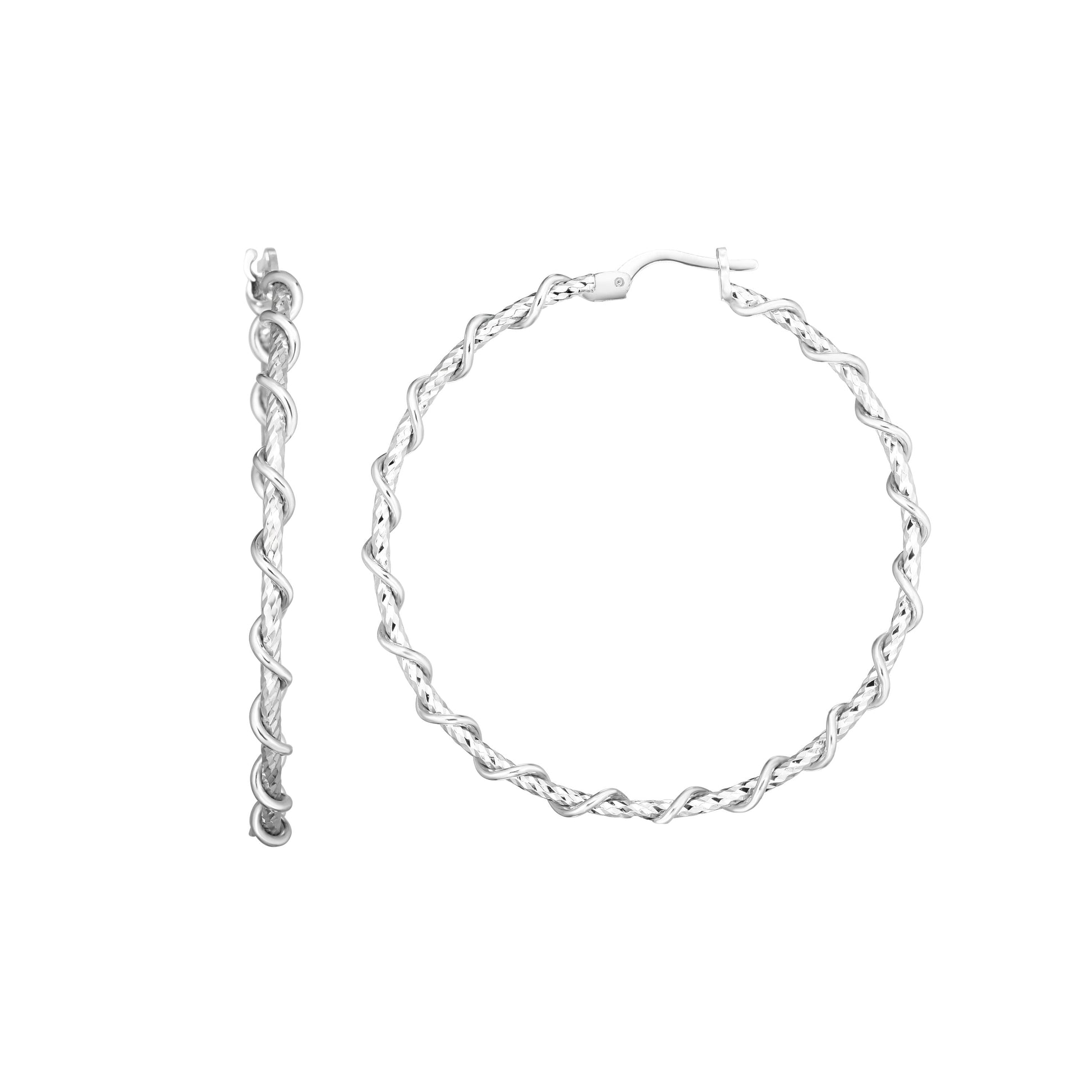 Royal Chain Silver 45mm Wire Twist Hoop Earring AGER10471
