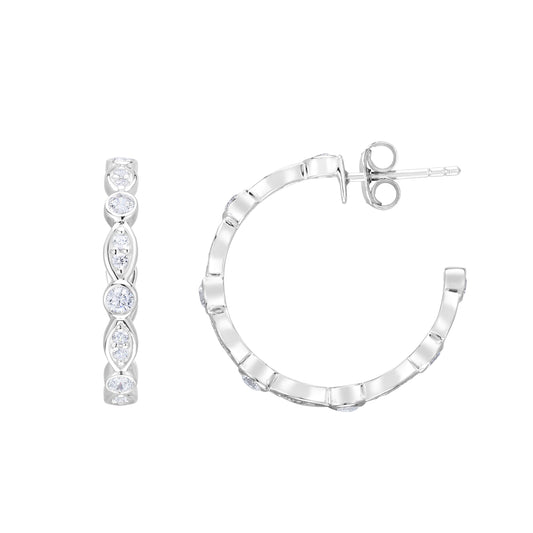 Royal Chain Silver 20x3mm Marquise & Round CZ C Hoops  AGER12226