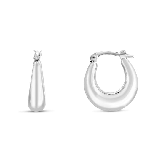 Royal Chain Silver Puffed Graduated Hoops AGER14203