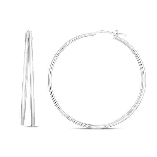 Royal Chain Silver 40mm Split Skinny Hoops AGER14231