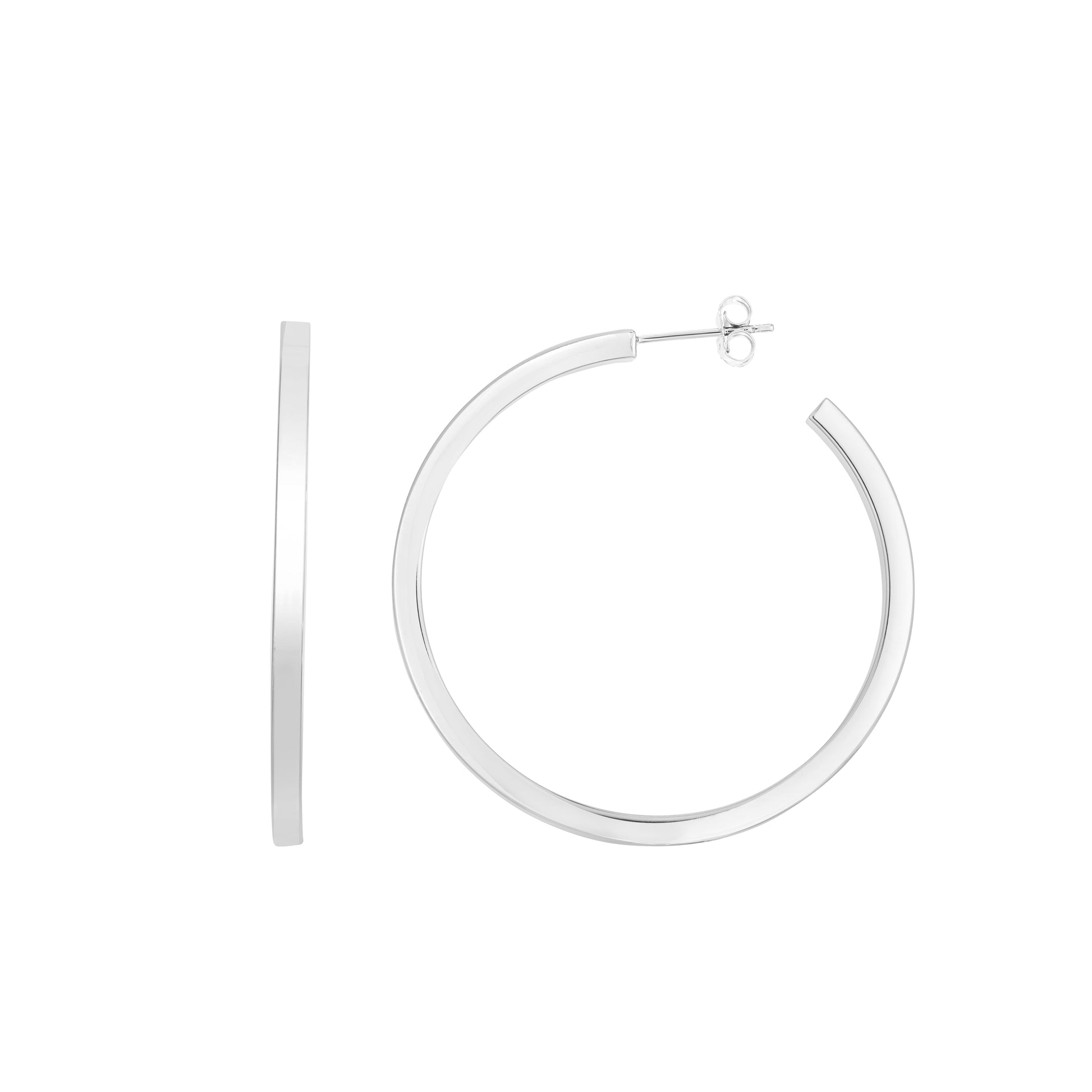 Royal Chain Silver 50mm Square Tube C Hoops AGER14257