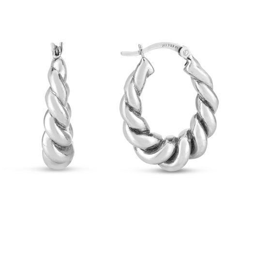 Royal Chain Silver Bold Twist Hoops AGER14469