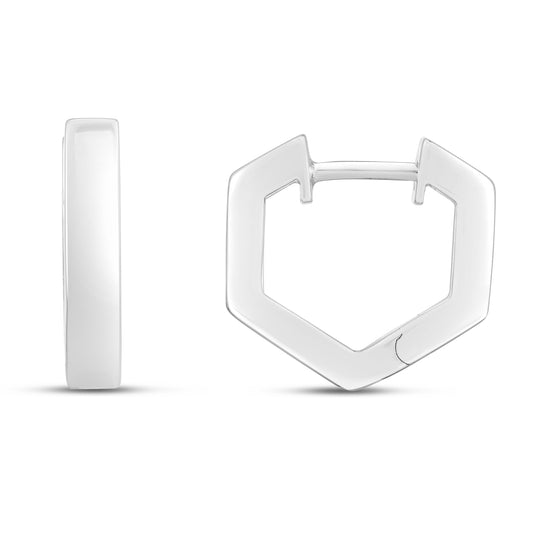 Royal Chain Silver Hexagon Hoops AGER14578