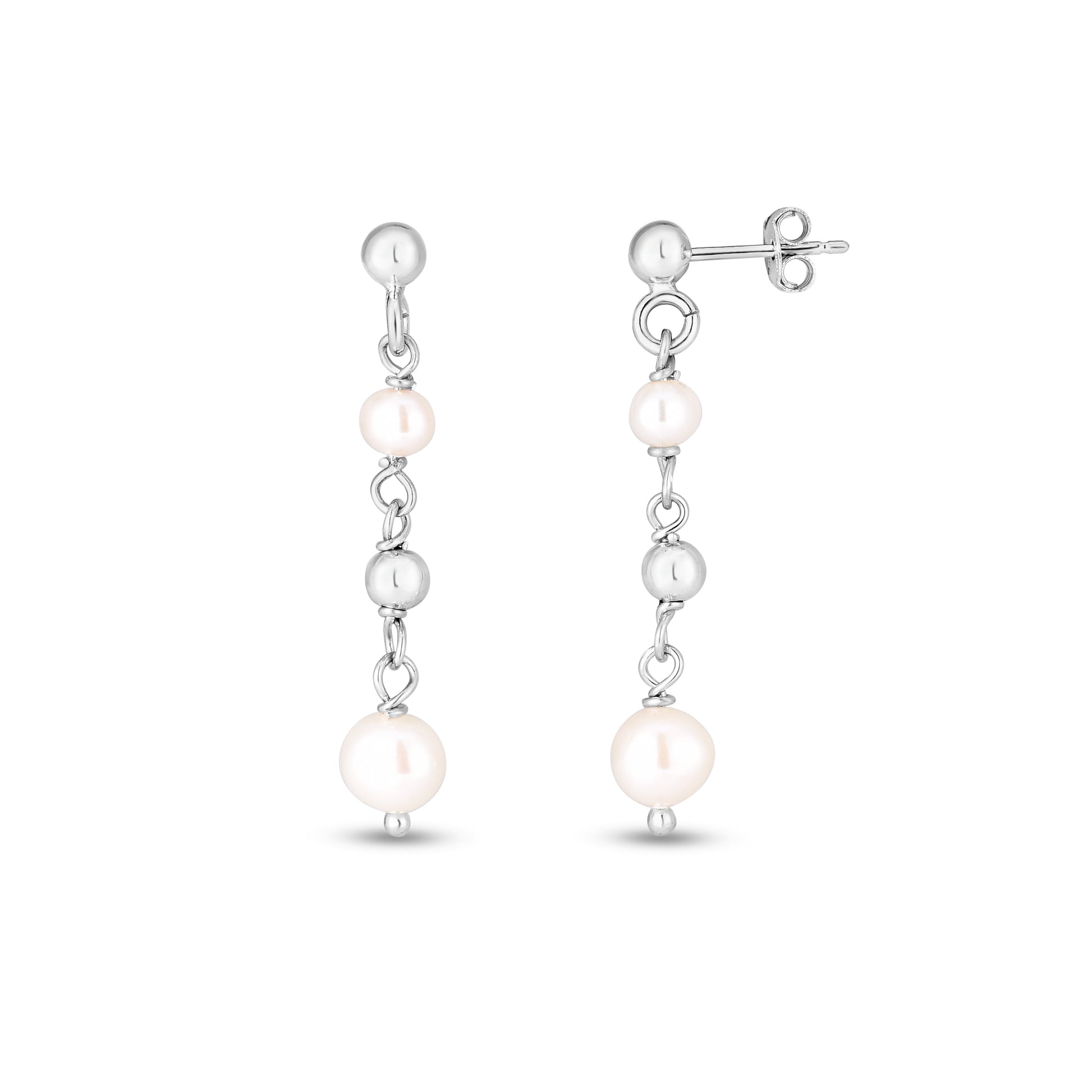 Royal Chain Sterling Silver Pearl Drop Earrings AGER14625