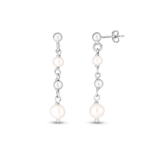 Royal Chain Sterling Silver Pearl Drop Earrings AGER14625
