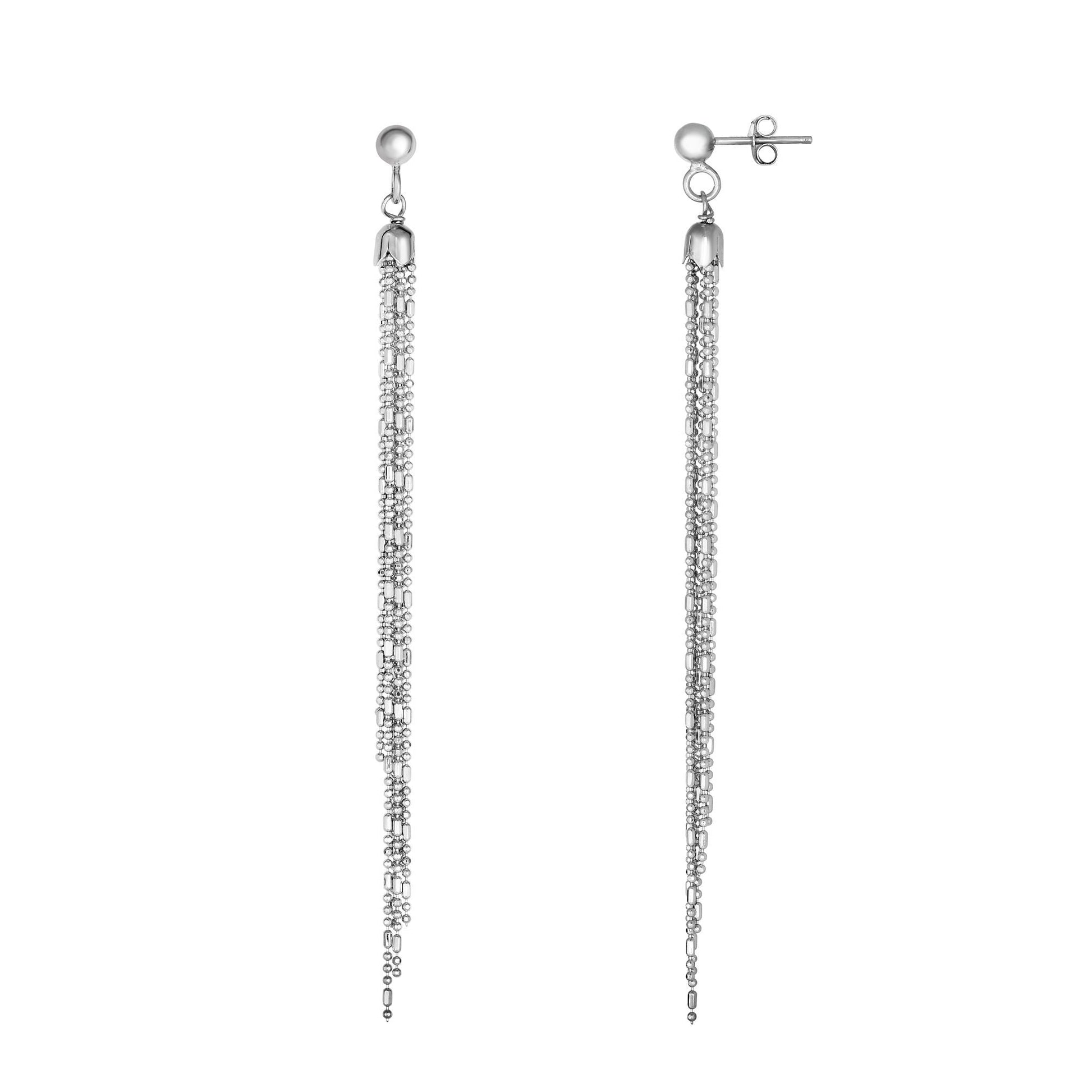Royal Chain Silver Bead & Bar Chain Earring AGER4751