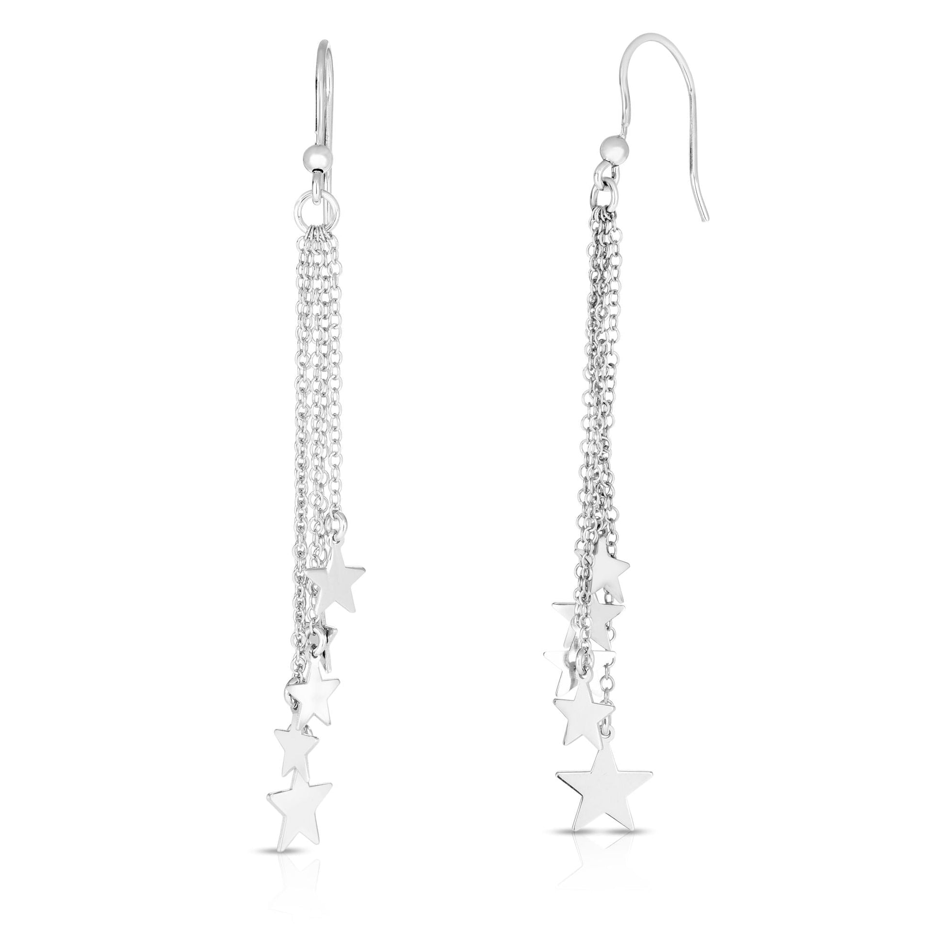 Royal Chain Silver Star Fringe Earring AGER7399