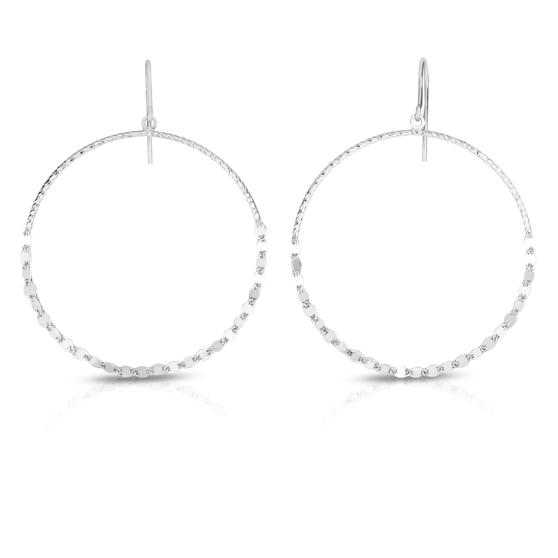 Royal Chain Silver Large Circle Mirror Chain Earring AGER7860