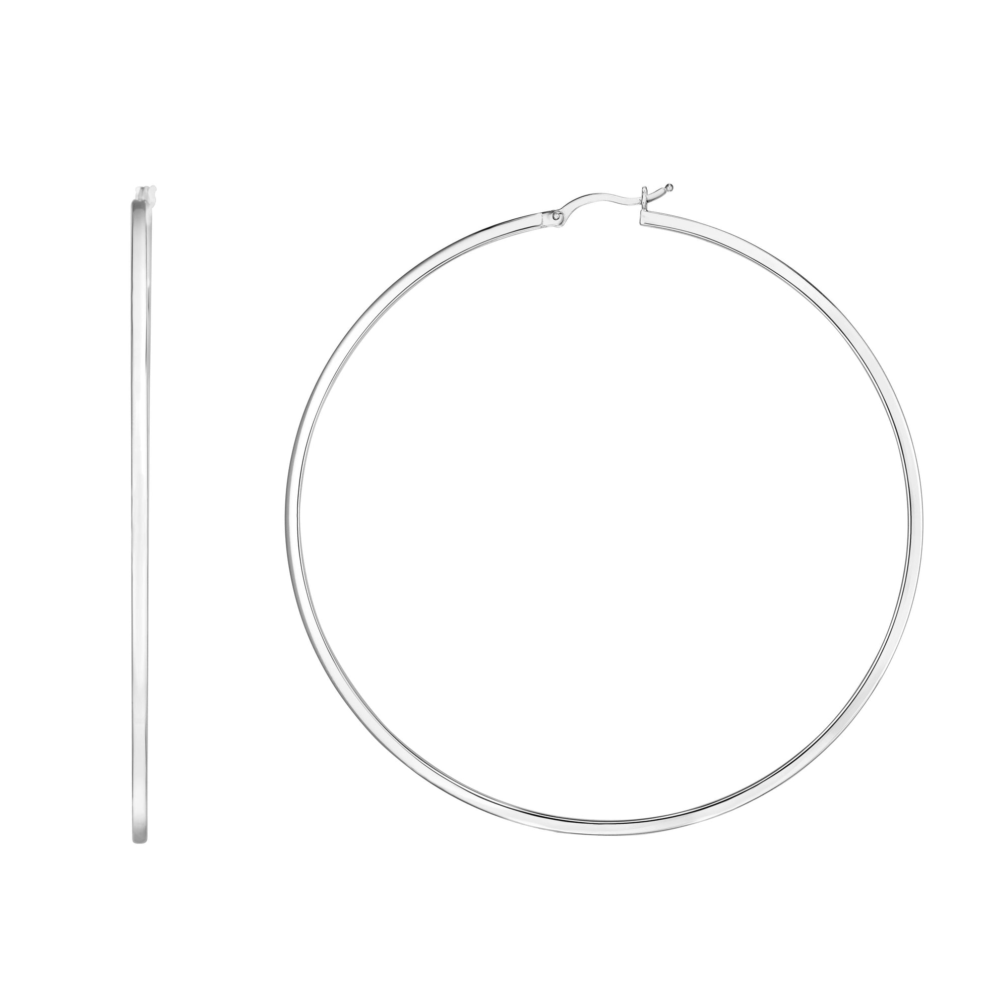 Royal Chain Silver 75mm Runway Hoop Earring AGER8227