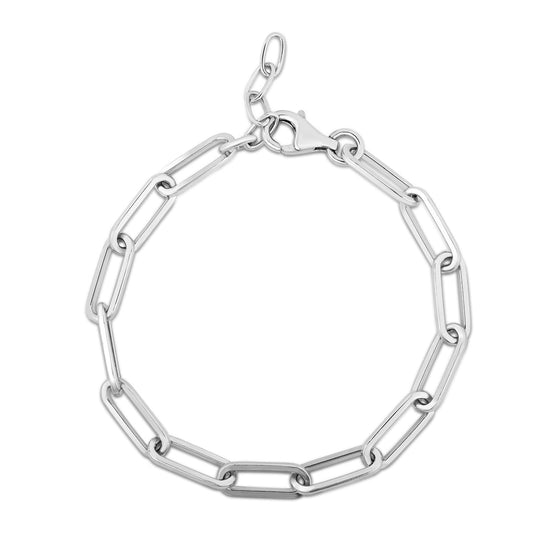 Royal Chain Silver Squared Paperclip Link Bracelet  AGRC11251
