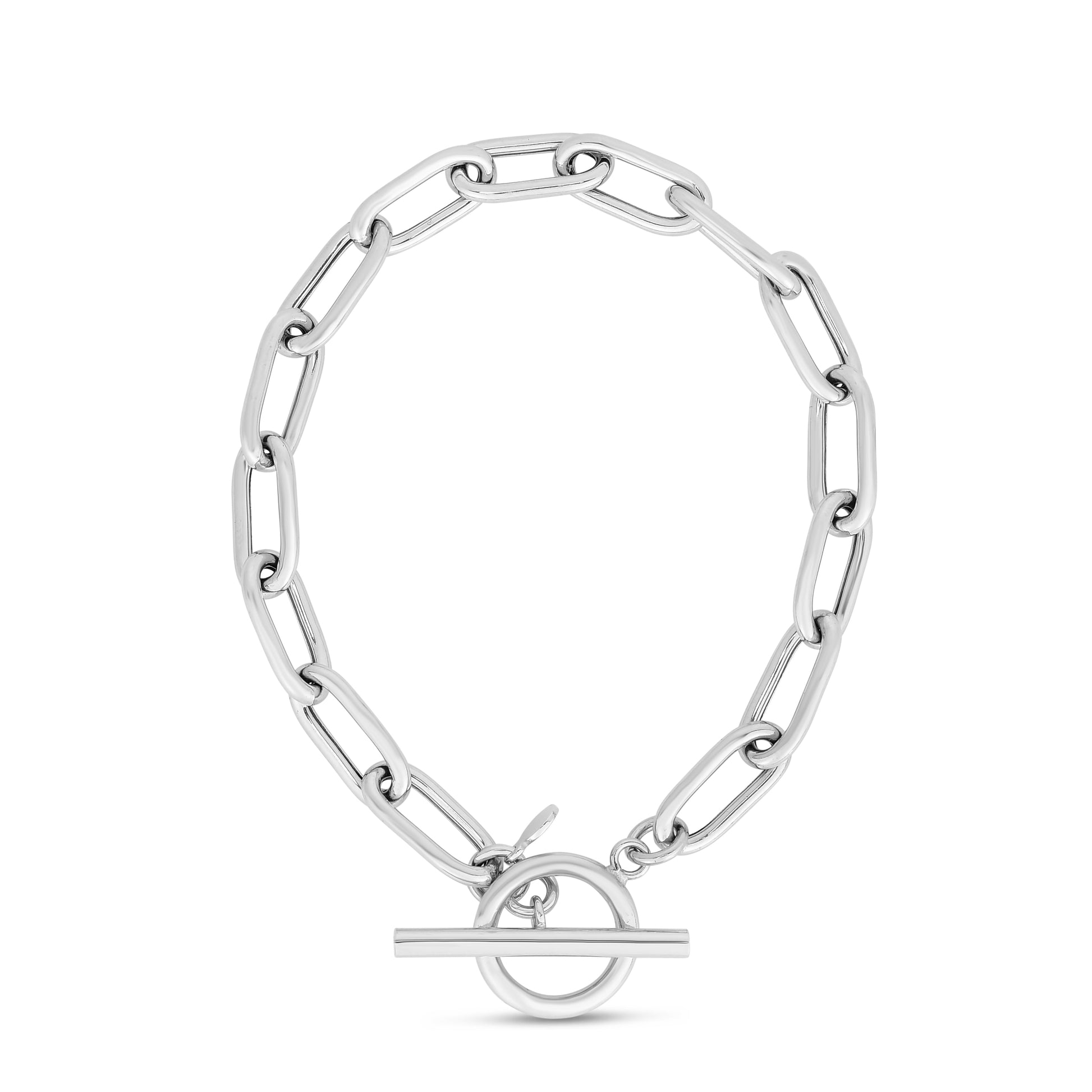 Royal Chain Silver Paperclip Toggle Bracelet AGRC13850