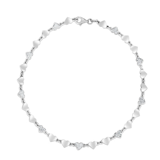 Royal Chain Silver Heart Chain Anklet AGRC14747