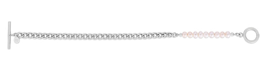 Royal Chain Silver Pearl Curb Toggle Bracelet AGRC14846