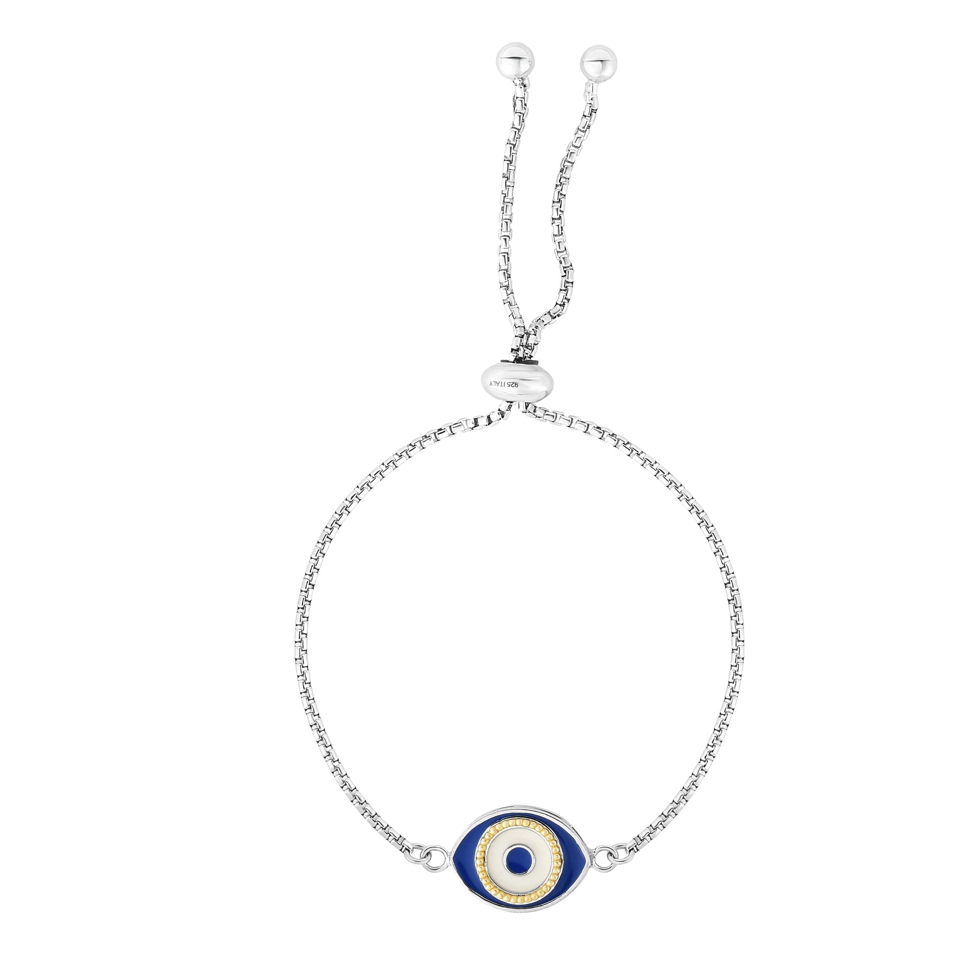 Royal Chain Sterling Silver Enamel Evil Eye Friendship Bracelet AGRC5303