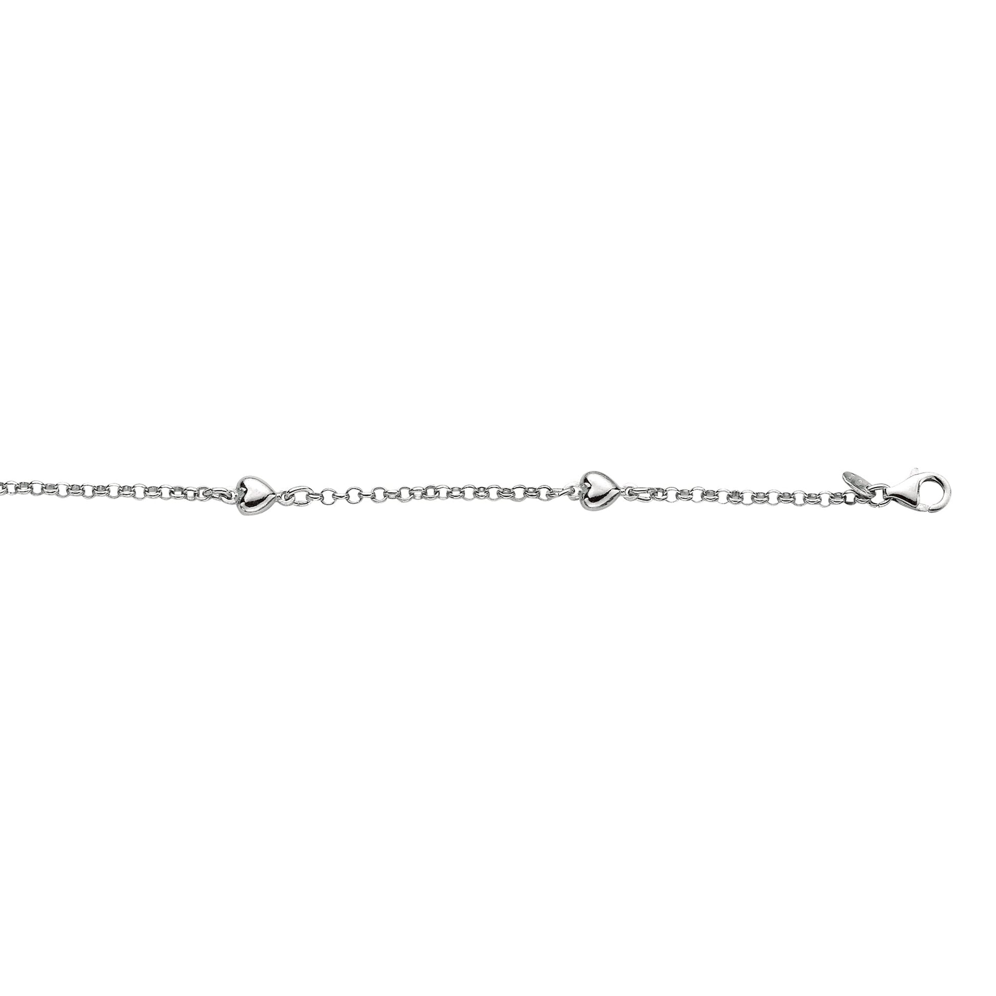 Royal Chain Silver Heart Station Anklet AGW553