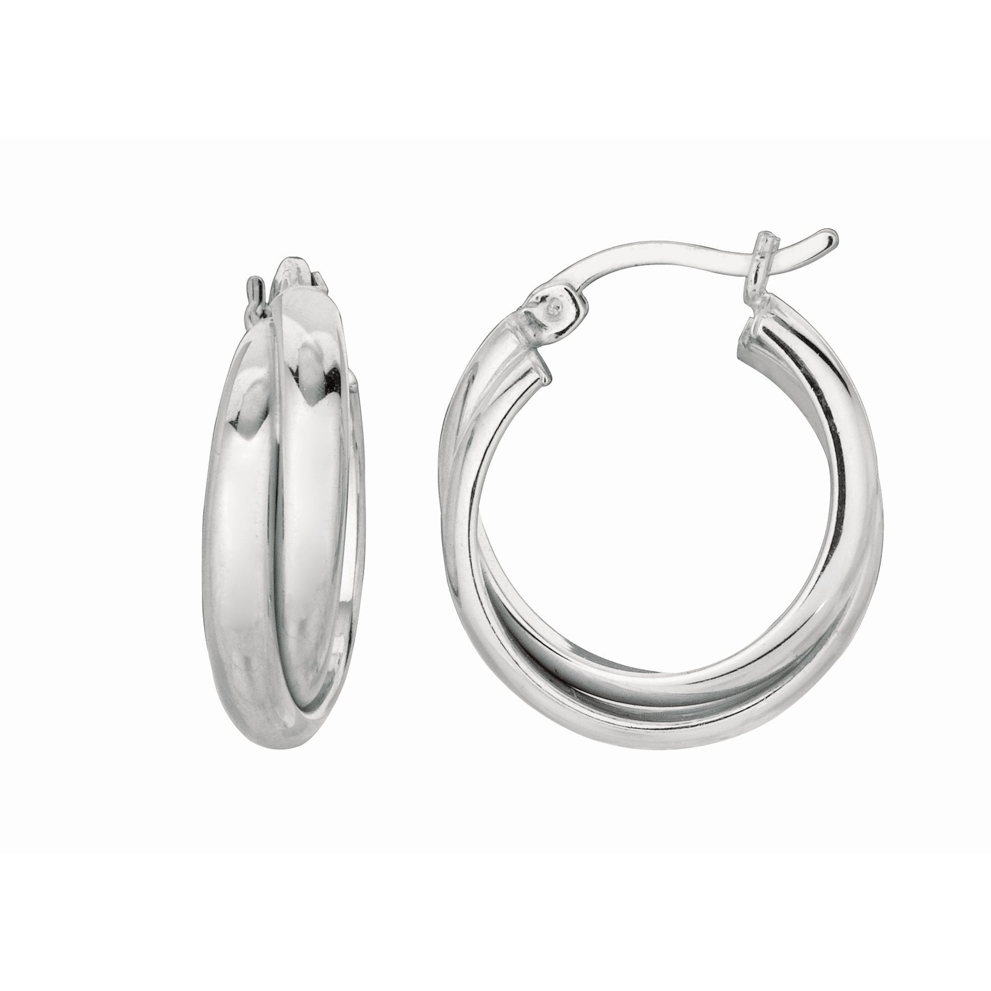 Royal Chain Silver Small Double Twist Hoop Earring AGWE473