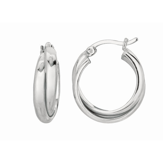 Royal Chain Silver Small Double Twist Hoop Earring AGWE473