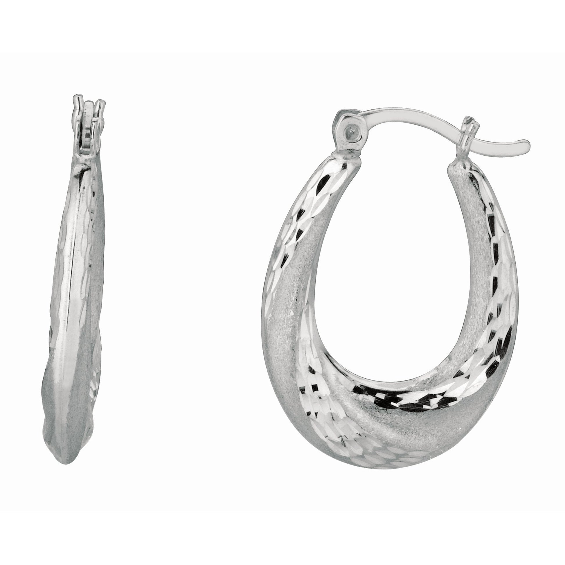 Royal Chain Silver Diamond Cut & Polished Twist Puffed Hoop Earring AGWE501