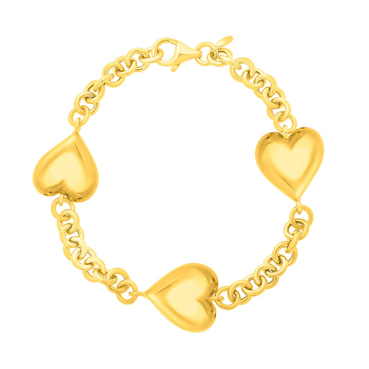 Royal Chain Silver Plated Puffed Triple Heart Bracelet AGYC17747