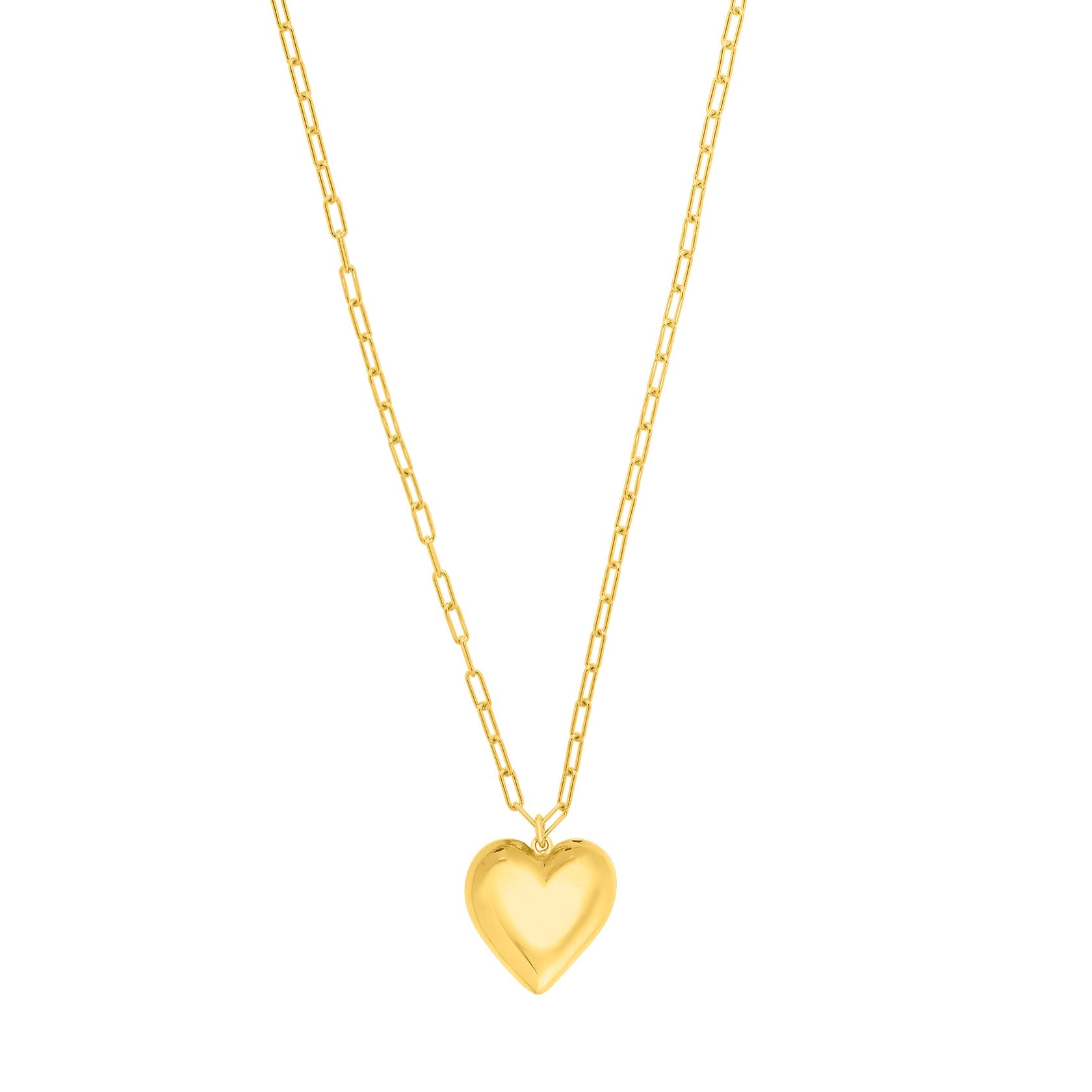 Royal Chain Silver Plated Large Puffed Heart Long Necklace AGYC17767