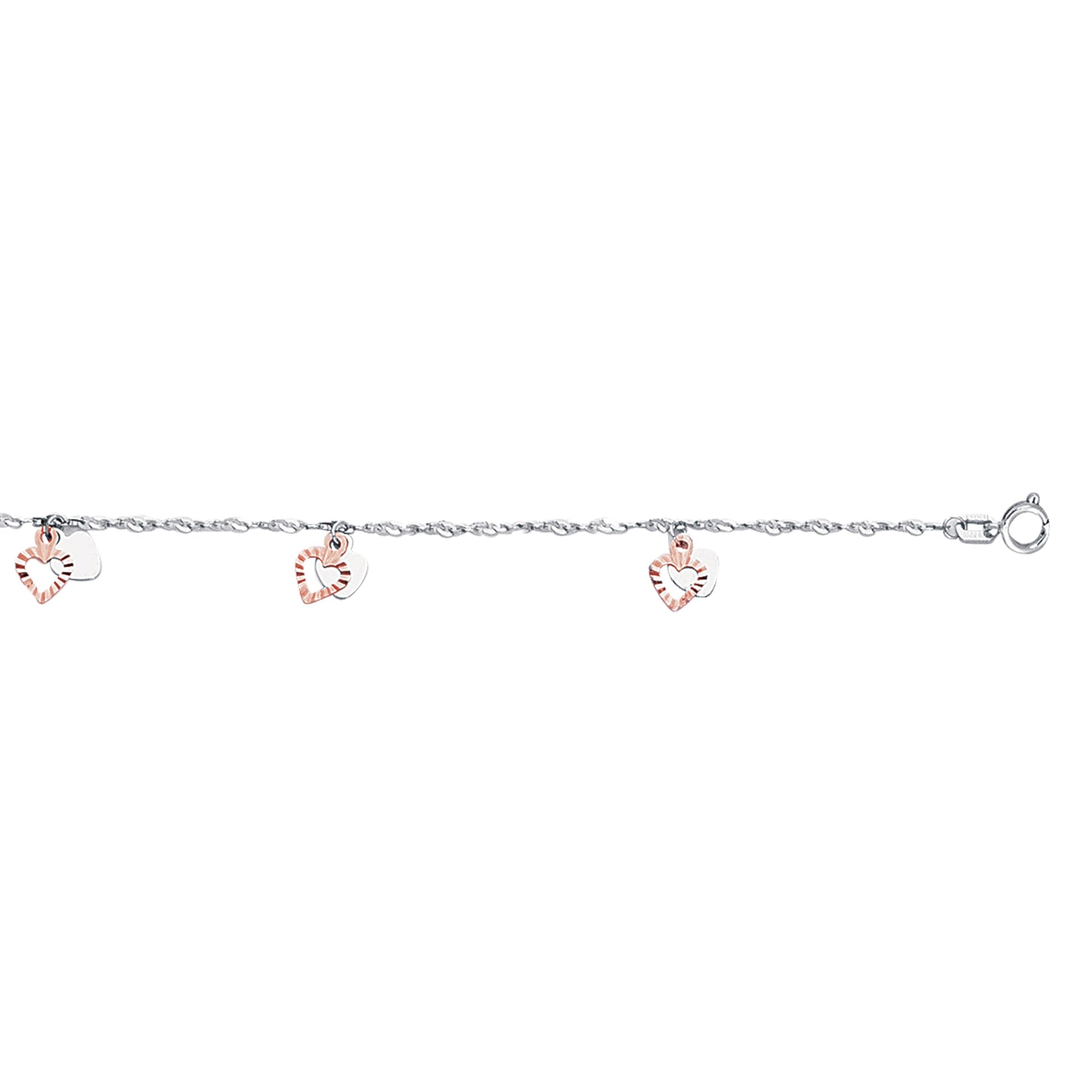 Royal Chain 14K Two-tone Gold Dangle Heart Anklet ANK137