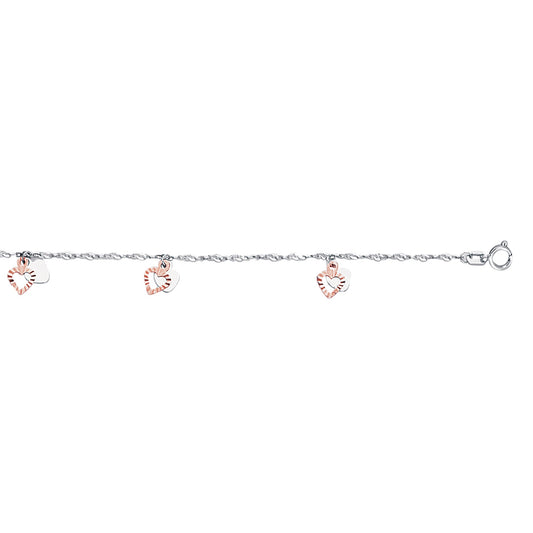 Royal Chain 14K Two-tone Gold Dangle Heart Anklet ANK137
