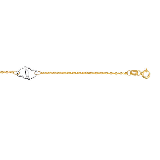 Royal Chain 14K Two-tone Gold Interlocking Heart Anklet ANK176