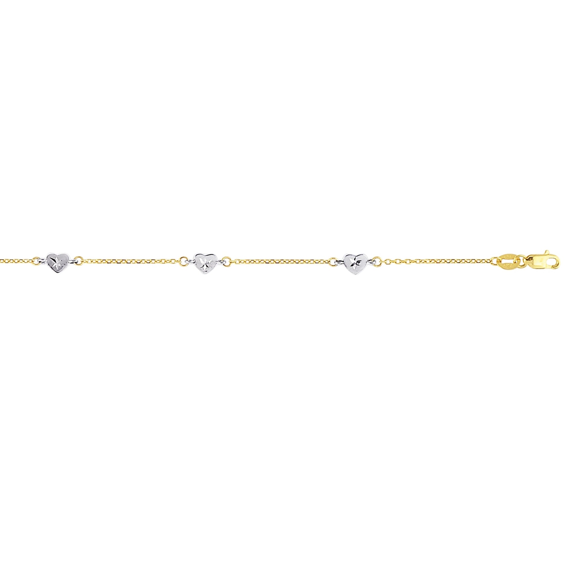 Royal Chain 14K Two-tone Gold Heart Station Anklet ANK186