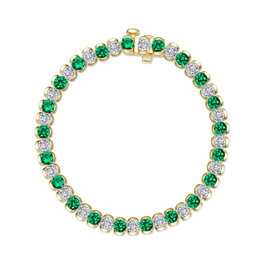 Lafonn 7.5 CTW Aria Half- Bezel Emerald Tennis Bracelet