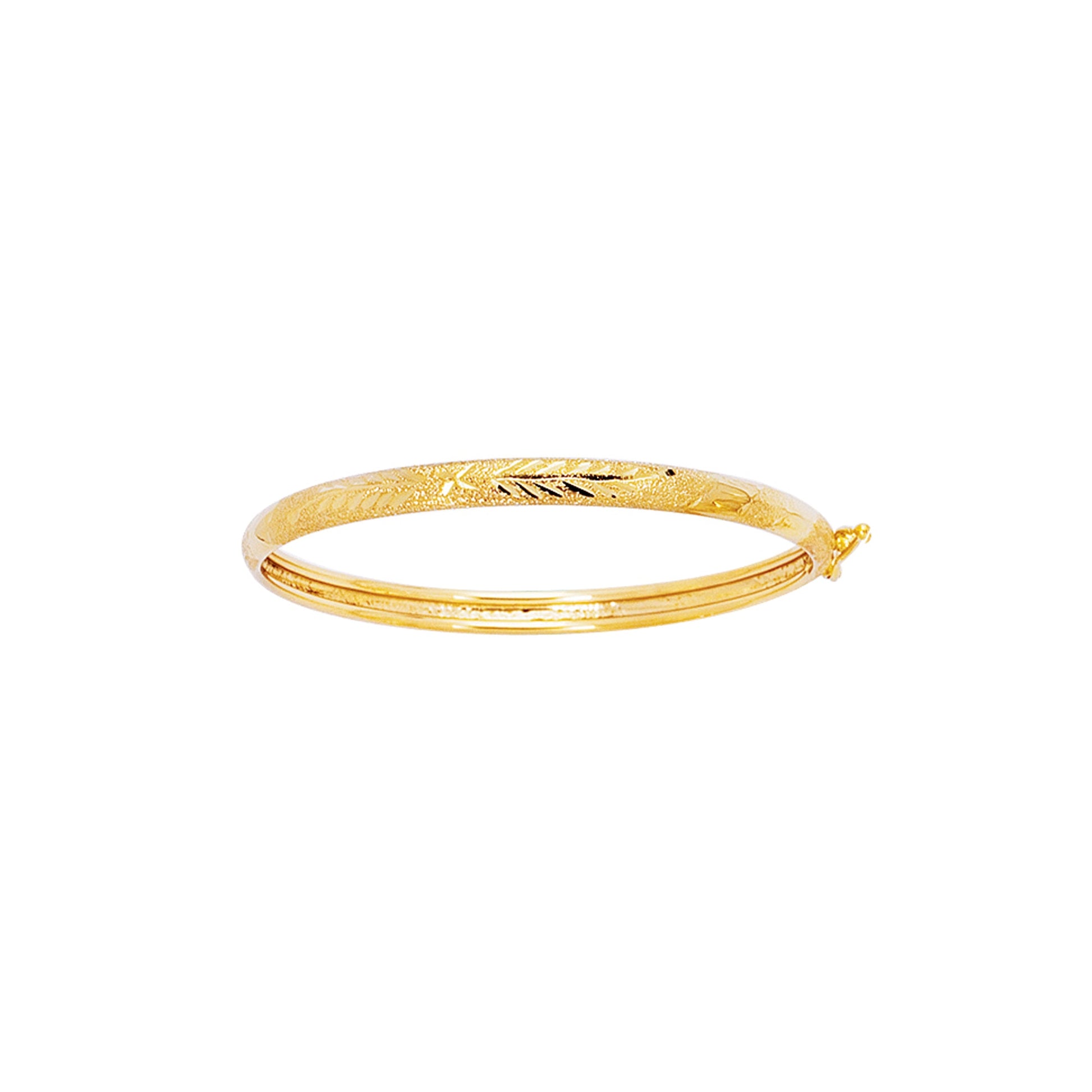 Royal Chain 14K Yellow Gold Filagree Pattern with Florentine Finish Children's Bangle BAN4B
