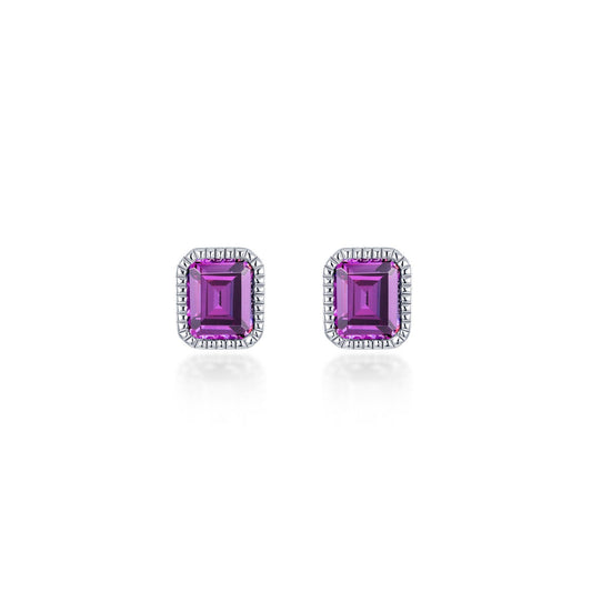 March Birthstone Solitaire Stud Earrings