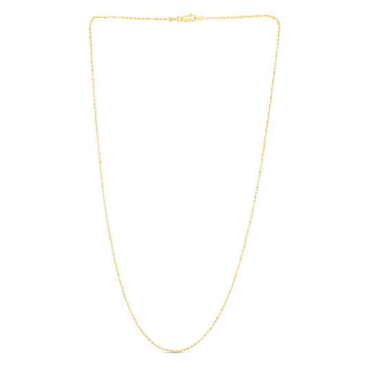 Royal Chain 14K Gold 0.9mm Diamond Cut Bar and Bead Chain BEAD110