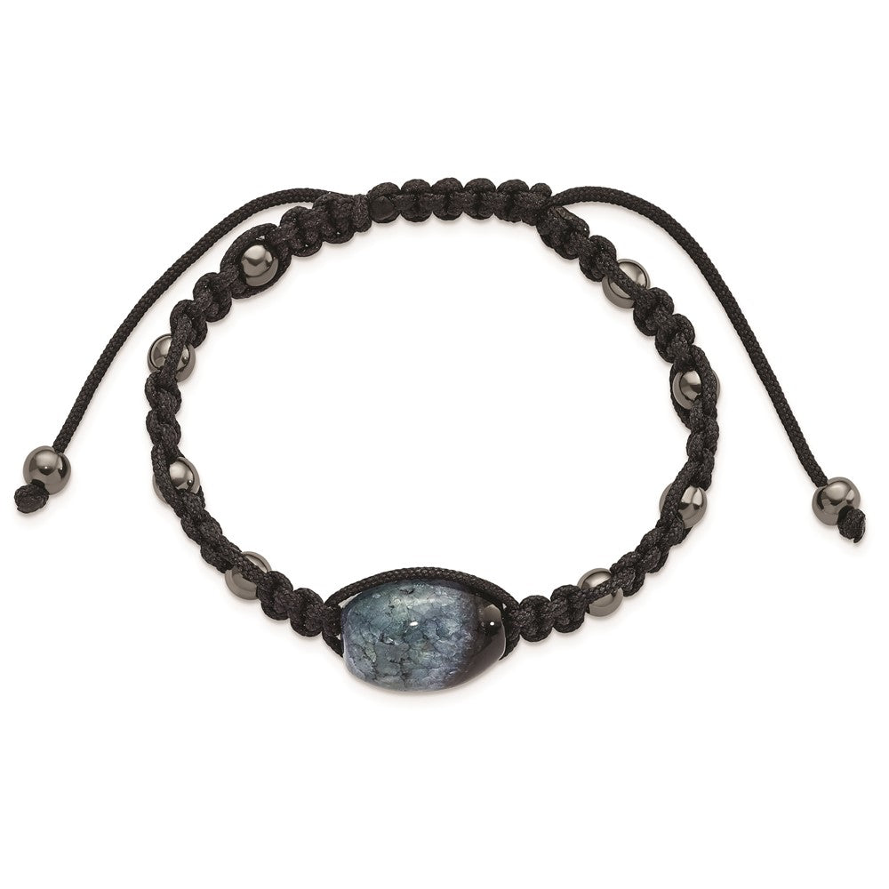 12x18mm Amethyst Crystal Agate w/5mm Hematite Cord Adjustable Bracelet BF2118