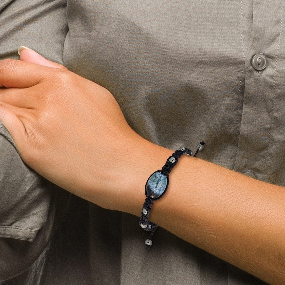 12x18mm Amethyst Crystal Agate w/5mm Hematite Cord Adjustable Bracelet BF2118