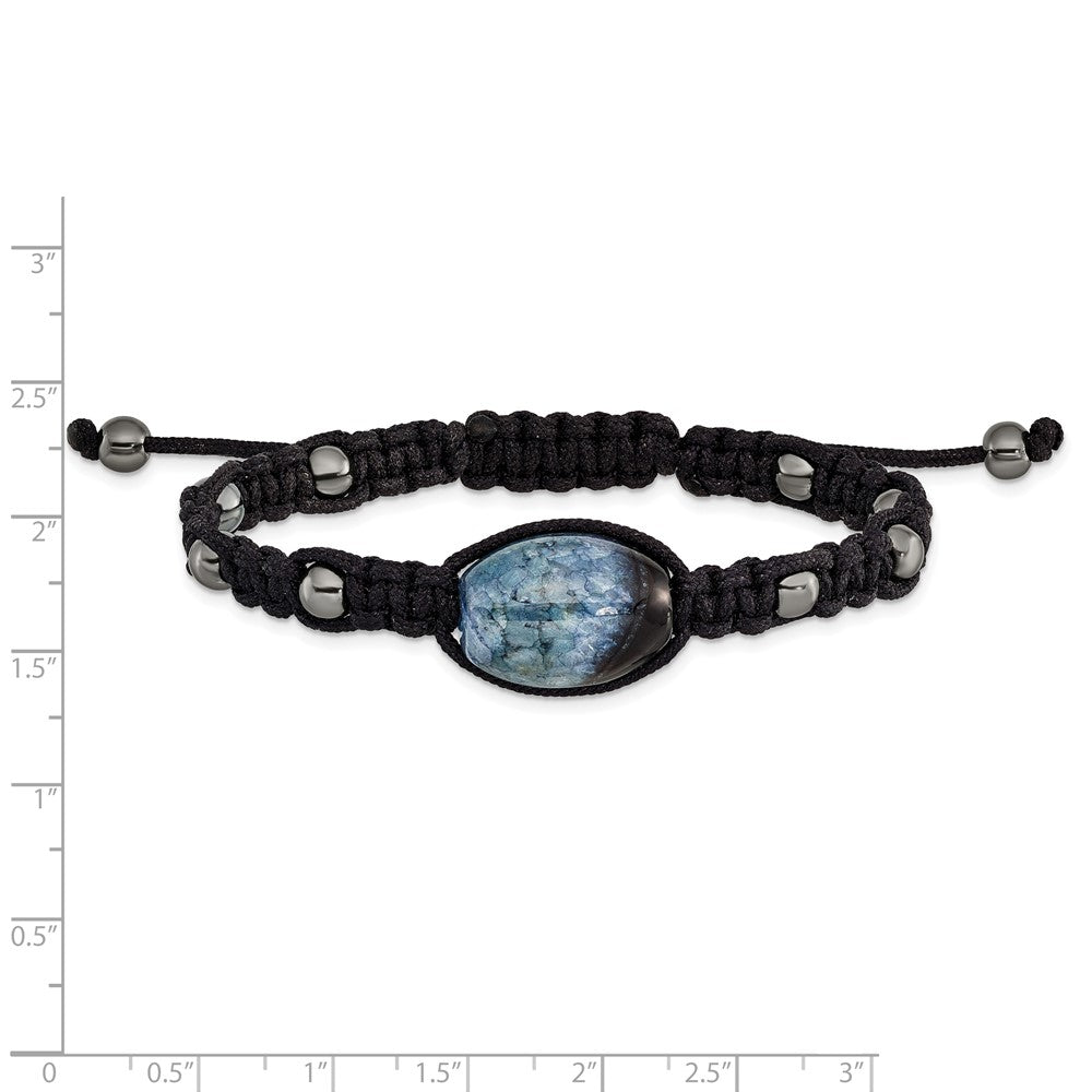 12x18mm Amethyst Crystal Agate w/5mm Hematite Cord Adjustable Bracelet BF2118