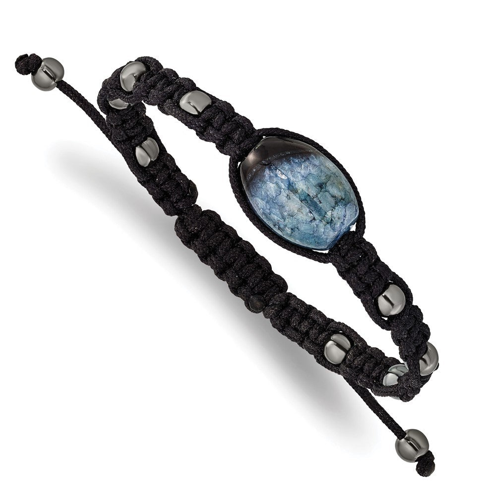 12x18mm Amethyst Crystal Agate w/5mm Hematite Cord Adjustable Bracelet BF2118