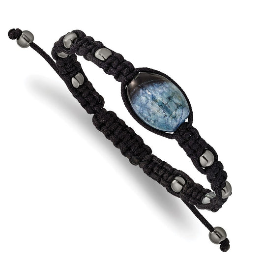 12x18mm Amethyst Crystal Agate w/5mm Hematite Cord Adjustable Bracelet BF2118