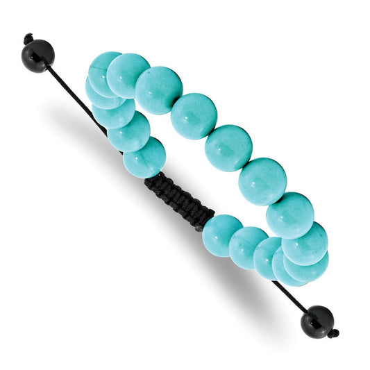 10mm Treated Turquoise and Black Cord Bracelet BF2124